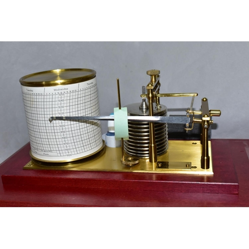 495 - A MODERN CASED BAROGRAPH, the case having a mahogany stained finish, with lift off glass top, and a ... 