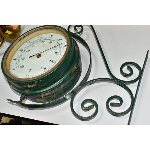 497 - A GRAND CENTRAL, NEW YORK REPLICA WALL MOUNTABLE CLOCK, with temperature gauge verso, the case paint... 