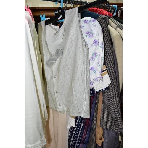 503 - A QUANTITY OF VINTAGE LADIES' CLOTHING, to include twelve coats, mainly thick woollen examples, a sh... 