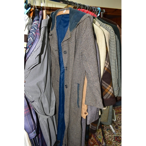 503 - A QUANTITY OF VINTAGE LADIES' CLOTHING, to include twelve coats, mainly thick woollen examples, a sh... 