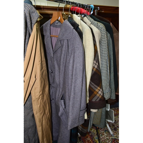 503 - A QUANTITY OF VINTAGE LADIES' CLOTHING, to include twelve coats, mainly thick woollen examples, a sh... 