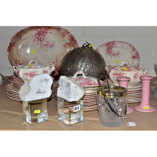 511 - DINNER WARES AND DECORATIVE ITEMS ETC,  comprising Victorian Clementson Brothers 'Orchid' pattern di... 