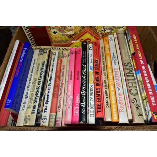 517 - BOOKS, two boxes containing a collection of approximately 50 titles in hardback and paperback format... 