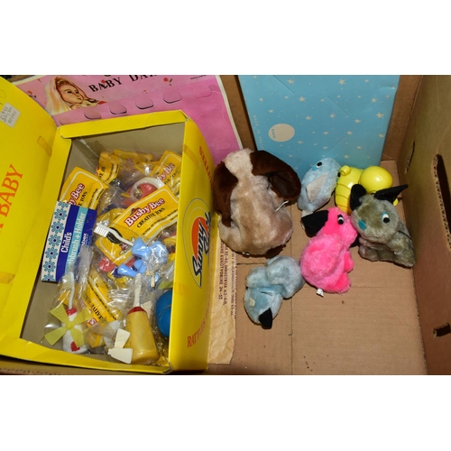 518 - A QUANTITY OF ASSORTED VINTAGE DOLLS AND BABY TOYS ETC., to include a quantity of plastic and compos... 