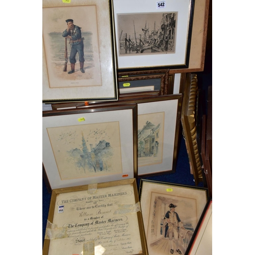 542 - A SMALL GROUP OF PICTURES AND PRINTS ETC, to include a lithographic print after James Abbot McNeil W... 