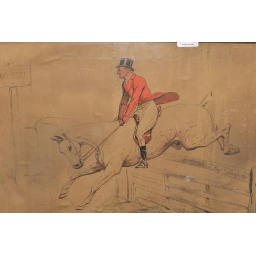 547 - BASIL NIGHTINGALE (1864-1940) TWO WATERCOLOUR HUNTING THEMED SKETCHES, comprising a huntsman on a wh... 