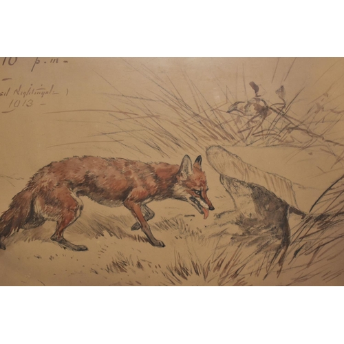 547 - BASIL NIGHTINGALE (1864-1940) TWO WATERCOLOUR HUNTING THEMED SKETCHES, comprising a huntsman on a wh... 