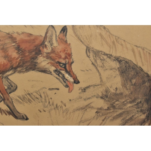 547 - BASIL NIGHTINGALE (1864-1940) TWO WATERCOLOUR HUNTING THEMED SKETCHES, comprising a huntsman on a wh... 