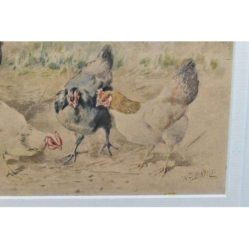 550 - WILLIAM BAPTISTE BAIRD (AMERICAN 1847-1917) TWO STUDIES OF CHICKENS IN A NATURALISTIC SETTING, both ... 