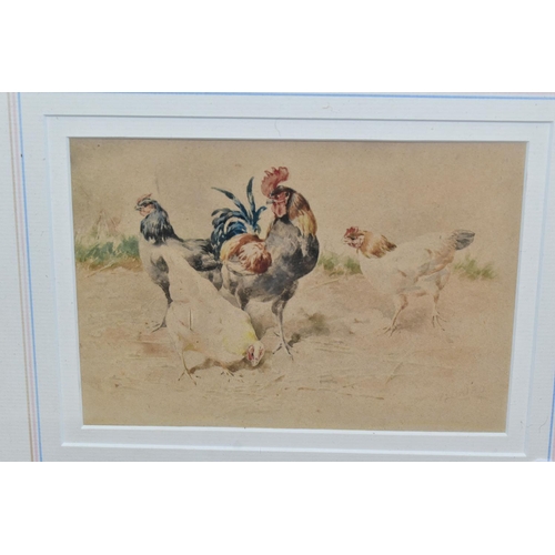 550 - WILLIAM BAPTISTE BAIRD (AMERICAN 1847-1917) TWO STUDIES OF CHICKENS IN A NATURALISTIC SETTING, both ... 