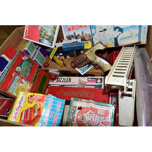 561 - A QUANTITY OF VINTAGE TOYS AND GAMES, to include boxed Hong Kong made plastic battery operated Merce... 