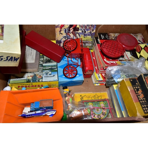 564 - A QUANTITY OF VINTAGE TOYS AND GAMES ETC.,  to include boxed British Thomson-Houston Mazda Mickey Mo... 