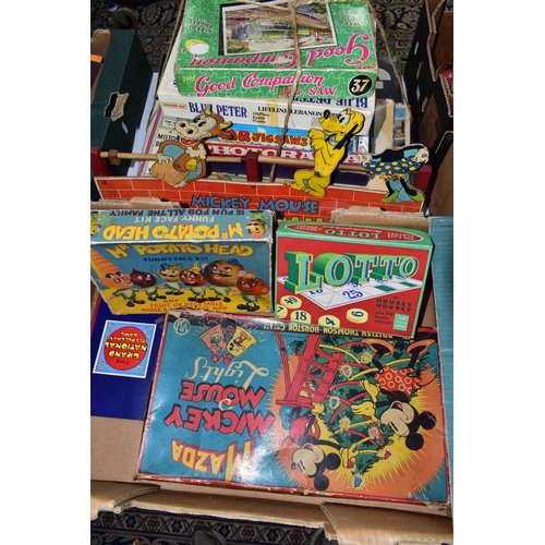 564 - A QUANTITY OF VINTAGE TOYS AND GAMES ETC.,  to include boxed British Thomson-Houston Mazda Mickey Mo... 