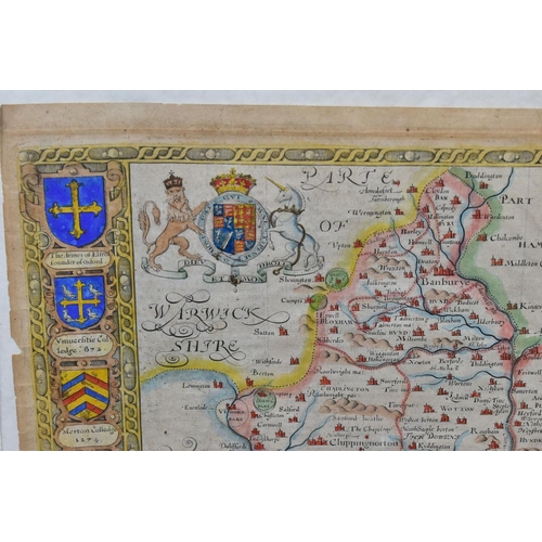 572 - A 17TH CENTURY MAP OF OXFORDSHIRE BY JOHN SPEED, titled 'Oxfordshire Described with ye Citie and the... 