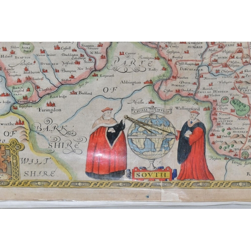 572 - A 17TH CENTURY MAP OF OXFORDSHIRE BY JOHN SPEED, titled 'Oxfordshire Described with ye Citie and the... 