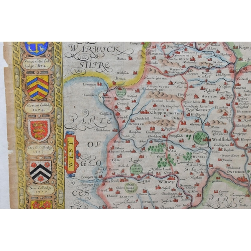 572 - A 17TH CENTURY MAP OF OXFORDSHIRE BY JOHN SPEED, titled 'Oxfordshire Described with ye Citie and the... 