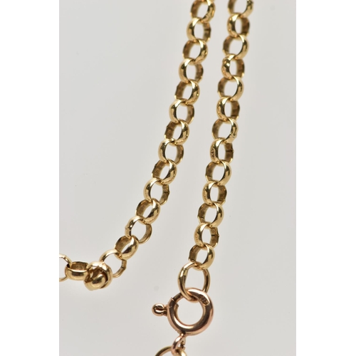 35 - A 9CT GOLD BELCHER CHAIN, a long belcher chain, fitted with a spring clasp, hallmarked London 1979, ... 