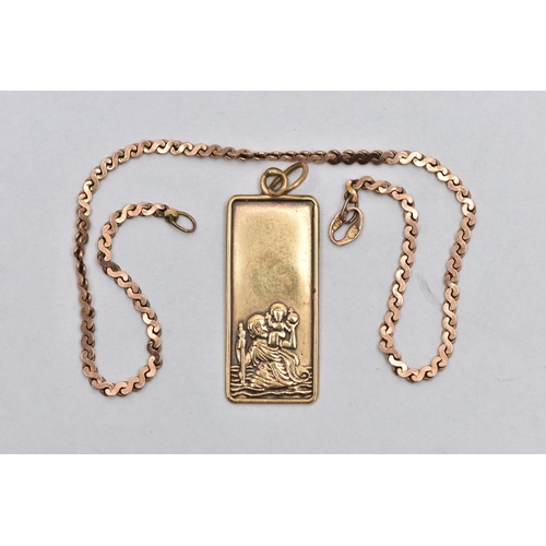 58 - A 9CT YELLOW GOLD ST.CHRISTOPHER PENDANT AND A BRACELET, the pendant of a rectangular form, hallmark... 
