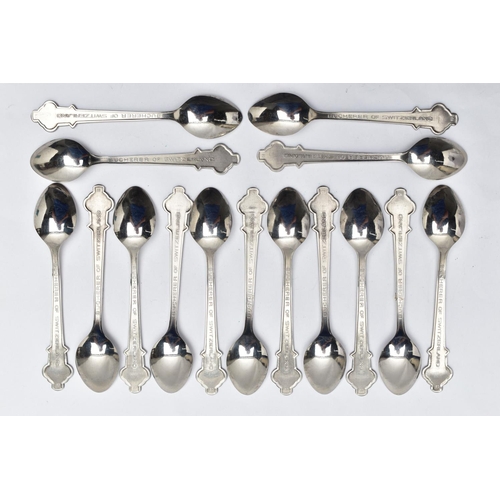 61 - A COLLECTION OF FIFTEEN 'ROLEX BUCHERER OF SWITERLAND' TEASPOONS, to include two signed 'Locarno', t... 