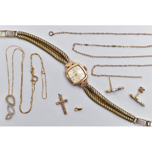 81 - A SELECTION OF JEWELLERY AND A LADIES WRISTWATCH, to include an openwork diamond set pendant necklac... 