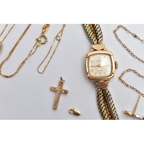 81 - A SELECTION OF JEWELLERY AND A LADIES WRISTWATCH, to include an openwork diamond set pendant necklac... 