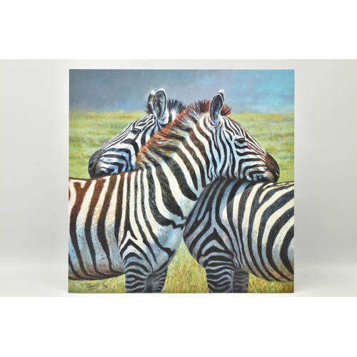 304 - TONY FORREST (BRITISH 1961) 'NEAREST AND DEAREST', a signed limited edition print depicting zebras, ... 