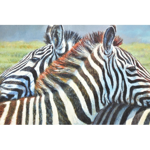 304 - TONY FORREST (BRITISH 1961) 'NEAREST AND DEAREST', a signed limited edition print depicting zebras, ... 