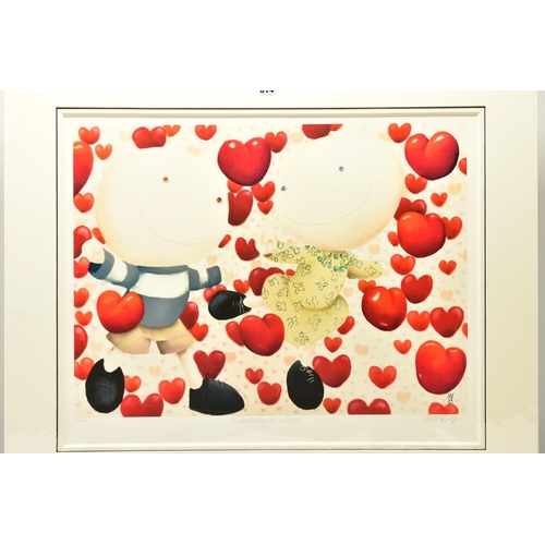 314 - MACKENZIE THORPE (BRITISH 1956) 'DANCING IN LOVE' a limited edition print of figures surrounded by l... 