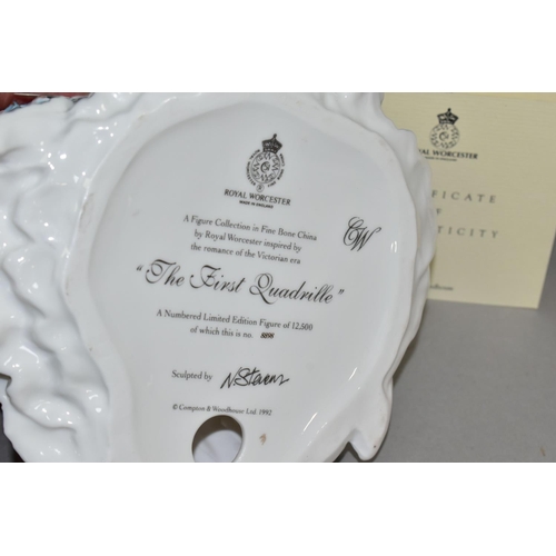 338 - A ROYAL WORCESTER LIMITED EDITION 'THE FIRST QUADRILLE' FIGURINE, for Compton & Woodhouse, numbered ... 