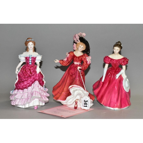 341 - THREE ROYAL DOULTON FIGURINES, comprising Patricia Figure of the Year 1993 HN3365 with certificate, ... 