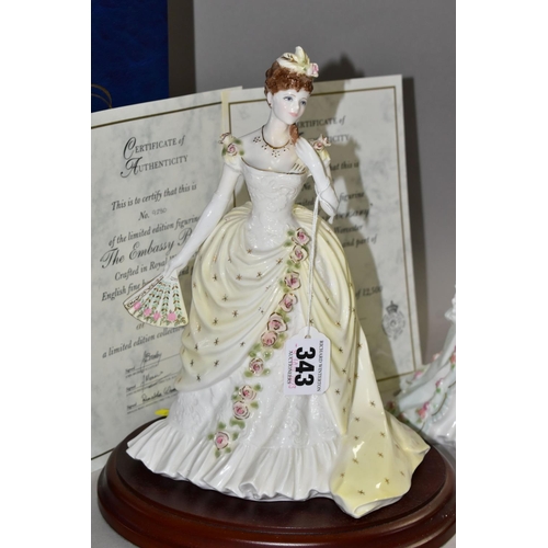 343 - TWO ROYAL WORCESTER FOR COMPTON & WOODHOUSE 'SPLENDOUR AT COURT' LIMITED EDITION FIGURINES, sculpted... 