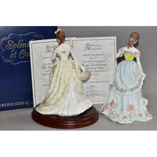 343 - TWO ROYAL WORCESTER FOR COMPTON & WOODHOUSE 'SPLENDOUR AT COURT' LIMITED EDITION FIGURINES, sculpted... 