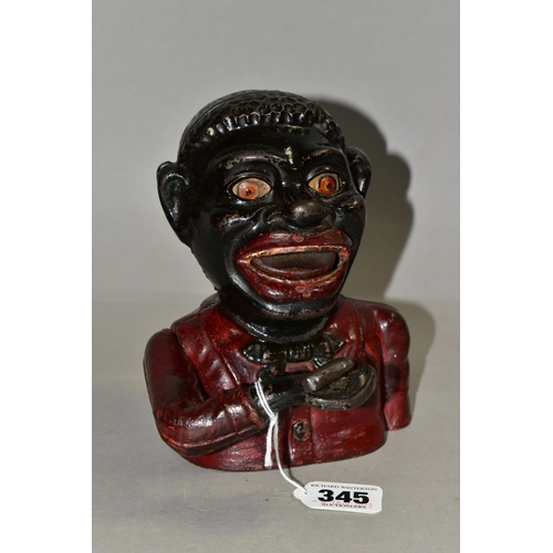 345 - A CAST IRON JOLLY GENTLEMAN MONEY BOX/BANK, height 15.5cm, with working arm mechanism (1) (Condition... 