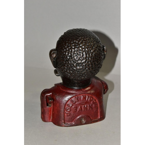 345 - A CAST IRON JOLLY GENTLEMAN MONEY BOX/BANK, height 15.5cm, with working arm mechanism (1) (Condition... 