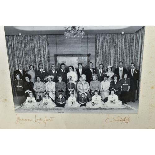 535 - FIVE FRAMED PHOTOGRAPHS SIGNED BY LORD LICHFIELD TOGETHER WITH THREE VICTORIAN BABY GOWNS AND A WOOL... 