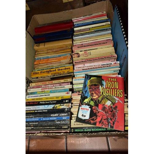 537 - BOOKS & MAGAZINES five boxes containing a large quantity of 'pulp fiction' sensationalist paperbacks... 