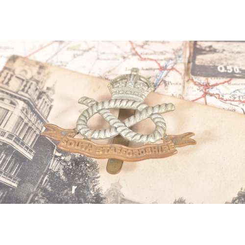 224 - A GROUP OF WORLD WAR ONE MEDALS TOGETHER WITH POSTCARDS & MAP, together with a Boer War Medal, as fo... 