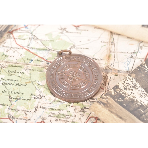 224 - A GROUP OF WORLD WAR ONE MEDALS TOGETHER WITH POSTCARDS & MAP, together with a Boer War Medal, as fo... 