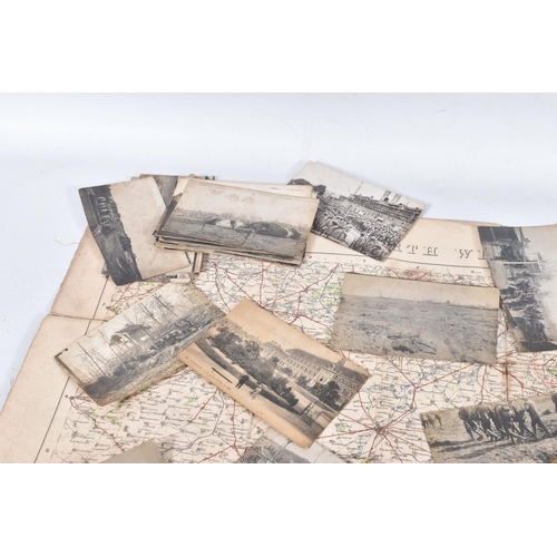 224 - A GROUP OF WORLD WAR ONE MEDALS TOGETHER WITH POSTCARDS & MAP, together with a Boer War Medal, as fo... 