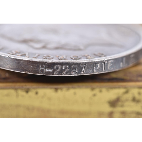 273 - WWI BRITISH WAR MEDAL, CAP BADGE AND A 1914 PRINCESS MARY TIN, the medal is correctly named to B-229... 