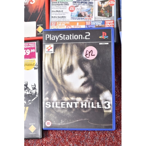 141 - QUANTITY OF GAMES AND EQUIPMENT INCLUDING SILENT HILL 3 AND TWO FLIGHT STICKS, systems include a PS2... 