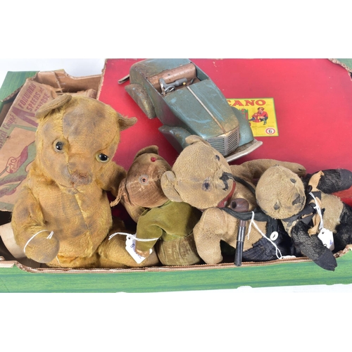 29 - A BOXED TOBY TOYS TINPLATE CLOCKWORK MECHANICAL COUPE, complete with key, motor works intermittently... 