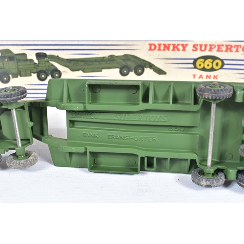 32 - A BOXED DINKY SUPERTOYS THORNYCROFT MIGHTY ANTAR TANK TRANSPORTER, No.660, with a boxed Centurion Ta... 