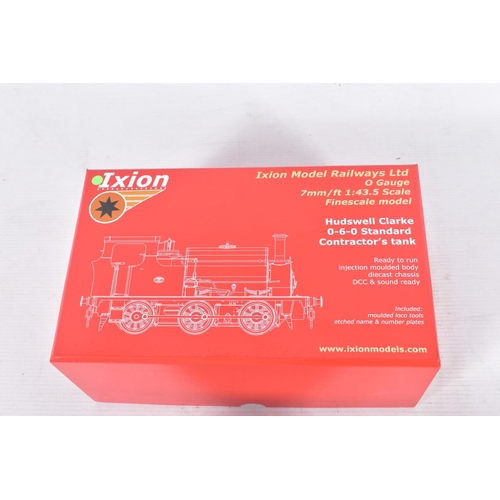 49 - A BOXED IXION O GAUGE HUDSWELL CLARKE 0-6-0 STANDARD CONTRACTOR'S TANK LOCOMOTIVE, lined green liver... 