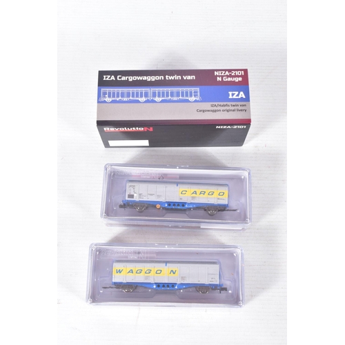 57 - A QUANTITY OF ASSORTED BOXED N GAUGE ROLLING STOCK, Revolution, Graham Farish, Farish by Bachmann, D... 