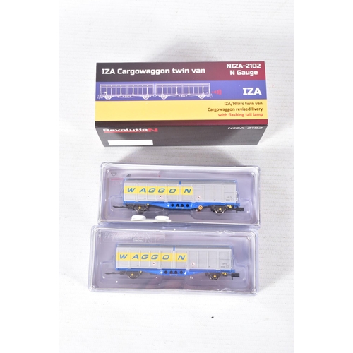 57 - A QUANTITY OF ASSORTED BOXED N GAUGE ROLLING STOCK, Revolution, Graham Farish, Farish by Bachmann, D... 