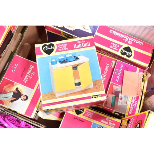 66 - A COLLECTION OF MAINLY BOXED 1970'S PEDIGREE SINDY FURNITURE AND ACCESSORIES, to include Walk in the... 