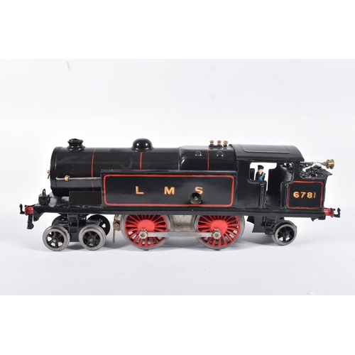 86 - AN UNBOXED HORNBY O GAUGE CLOCKWORK No.2 SPECIAL TANK LOCOMOTIVE, No.6781, L.M.S. red lined black li... 