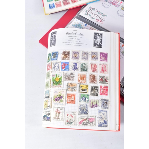 196 - COLLECTION OF STAMPS IN A BOX with GB fdcs and presentation packs to approx 1986 and two small album... 