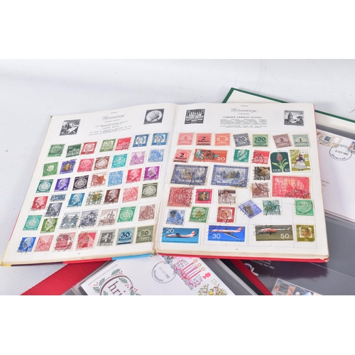 196 - COLLECTION OF STAMPS IN A BOX with GB fdcs and presentation packs to approx 1986 and two small album... 